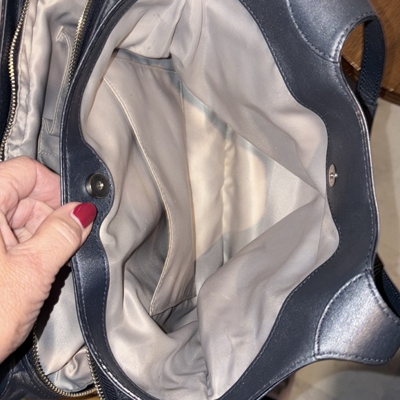 Coach  Lexy shoulder bag  Satchel  leather  metallic Steel blue  pristine 3 Comp - Picture 7 of 15